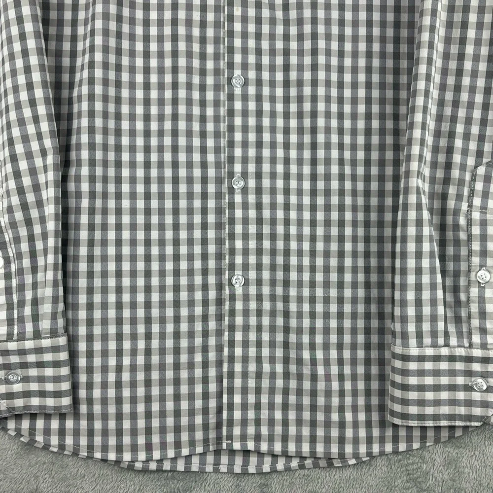 Mizzen Main Shirt Mens XL Trim Fit Performance Button Up‎ Gray White Check